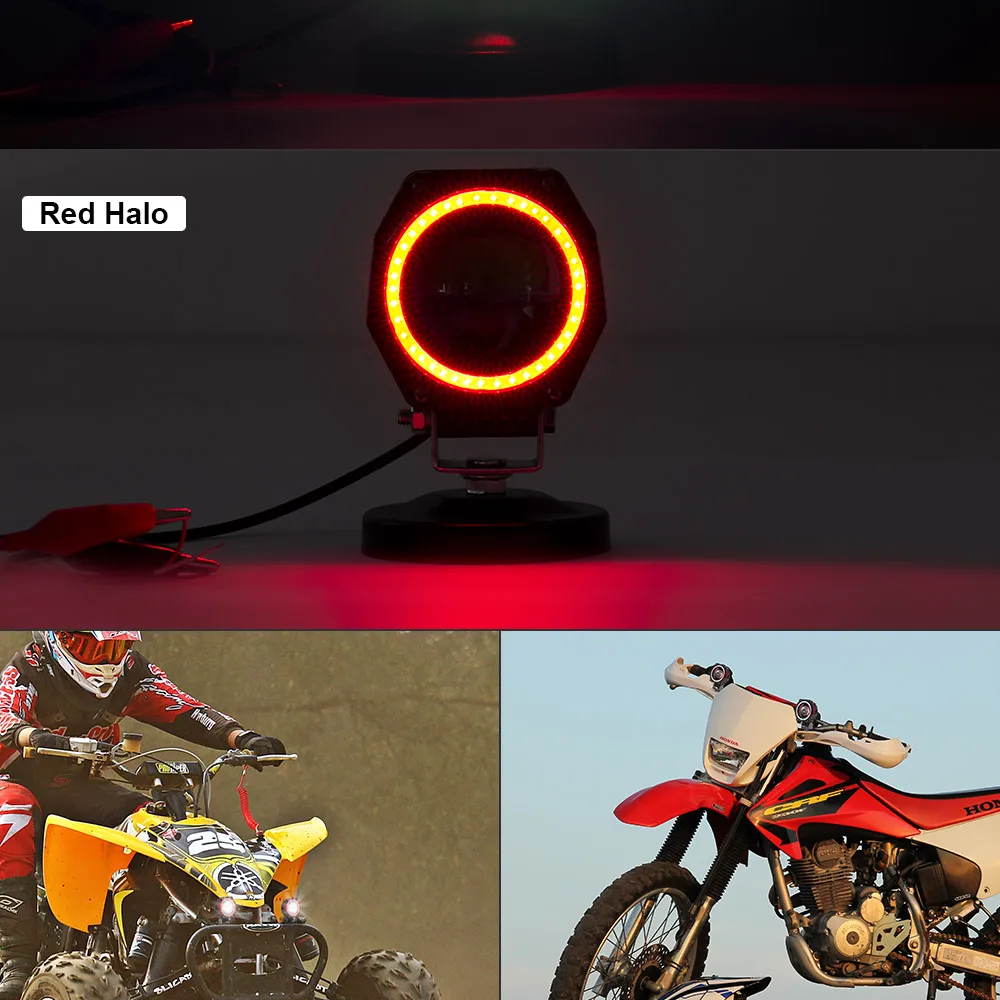 URACE " 20 Вт мотоциклетный светодиодный светильник 12 в 24 В мотоциклетный Точечный светильник с красным углом для вождения противотуманных фар для внедорожника 4x4 ATV рабочий светильник