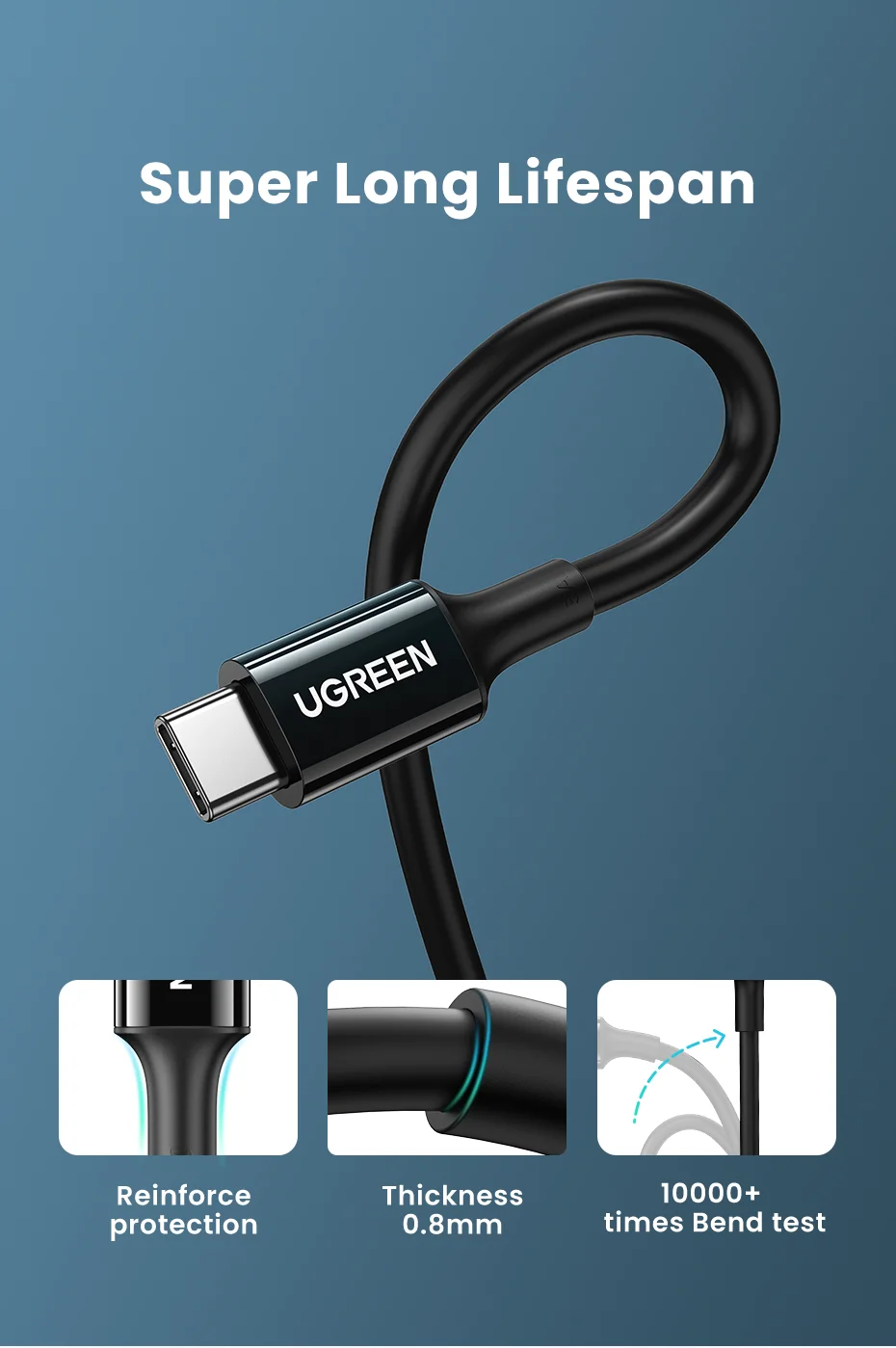 UGREEN 100W USB C to USB C Cable PD Fast Charging Cable 5A 100W Type C Cable for MacBook iPad Pro Fast Charger PD Cable USB C new android charger