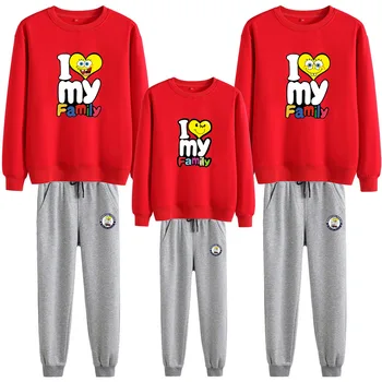 

Family Matching Outfits Autumn Mother Father Kids Cotton Sweatshirts & Pants Kids Adults Christmas Sweaters Holiday Family Set