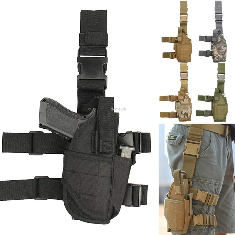 Tactical Airsoft Pistol Gun Drop Leg Thigh Holster Pouch Left/Right Hand Bag Q 