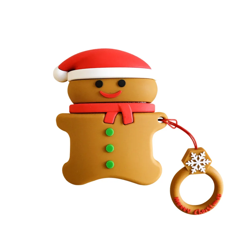 gingerbread Man Милый чехол FONKEN для Airpods 1 2, защитный силиконовый чехол с изображением рождественской елки Санты для Apple Air Pods, зарядная коробка - Цвет: gingerbread Man