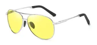 silver frame Желтые линзы Matel Frame мужские поляризованные солнцезащитные очки UV400 вождения очки для мужчин 4 цвета с коробкой - Цвет линз: silver frame