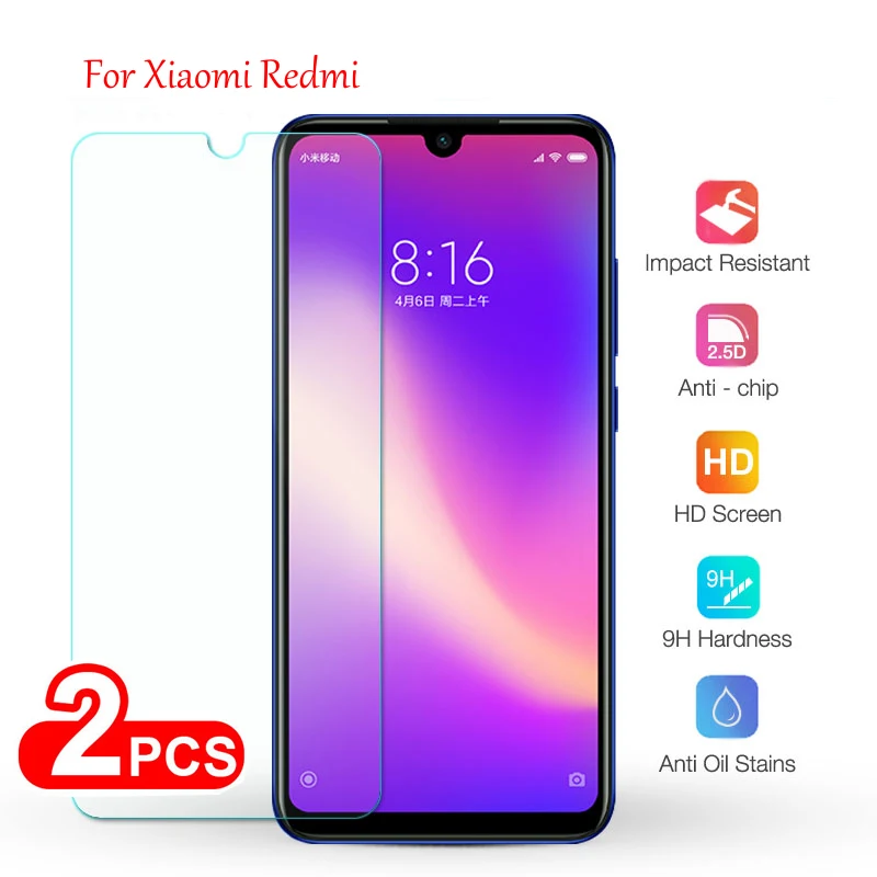 Закаленное стекло для Redmi K20 Pro 2 шт. защитная пленка экрана Xiaomi Note 8T 7 6 8 8A 7A