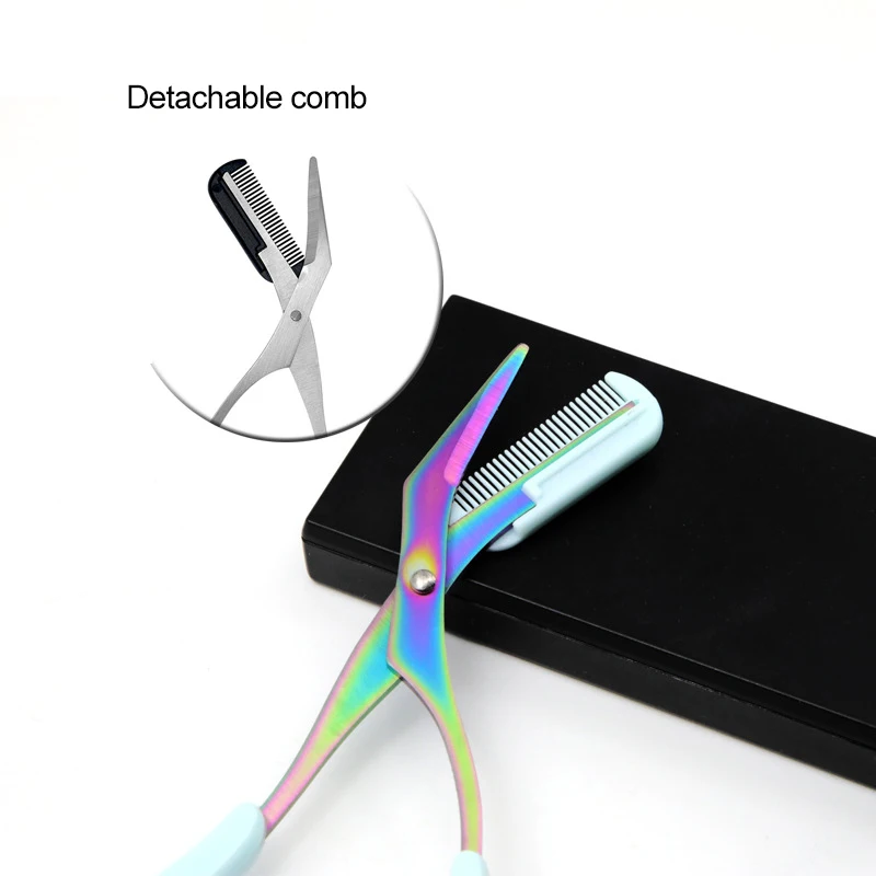 12 Color Eyebrow Trimmer Scissor With Detachable Comb Facial Hair Removal For Eyebrow Facial Trimming Tweezer Makeup Beauty Tool 2