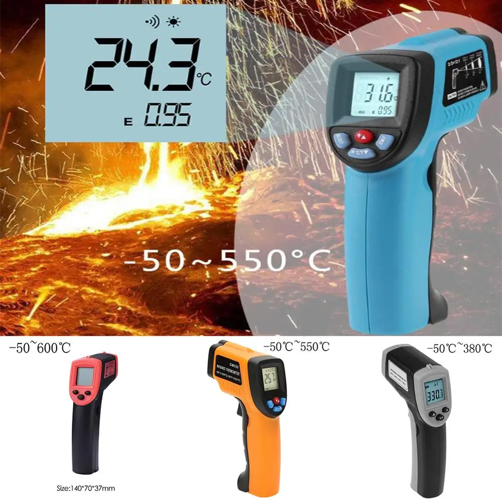 

50-600 Degree Non-contact Digital Infrared Forehead Thermometer LCD IR Laser Point Gun Temperature Baby Adult Meter Pyrometer