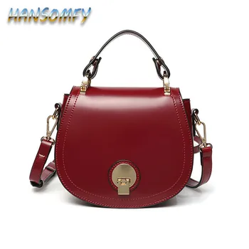 

HANSOMFY Fashion Saddle Bag Security Lock Design PU Leather Messenger Bags Luxury Shoulder Bag High Quality Women Bags YZ-17