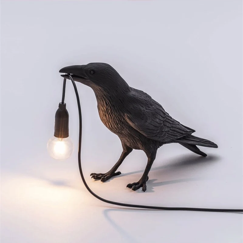 

LED Seletti Bird Lamp Night Light Designer Resin Crow Wall Light Modern Table Lamp Home Decor Art Light Fixtures USB Powered