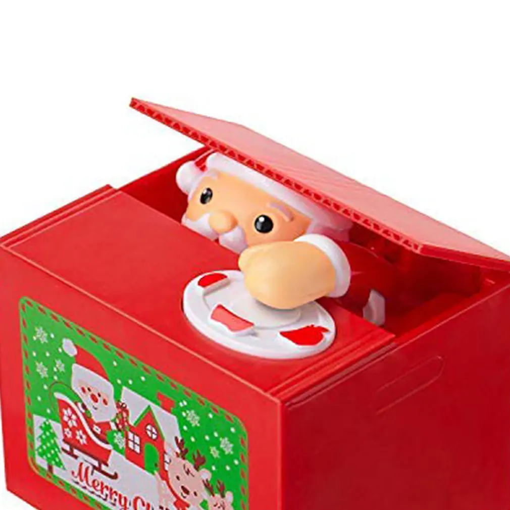 Christmas Coin Bank Stealing Money Cute Santa Claus Penny Piggy Bank Automatic Coin Grabing Eating Money Saving Box