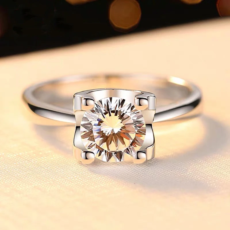 9K Moissanite Ring 1ct 2ct 3ct White Gold EF Color customizable Jewerly Round Cut Diamond Anniversary Gift for Lover | Украшения и