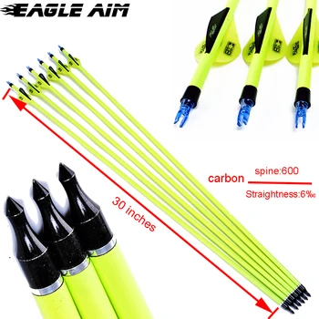 

12 PCS Archery Arrows Carbon Arrows spine 600 Carbon Arrow For Recurve Bow Compound Bow Archery Hunting