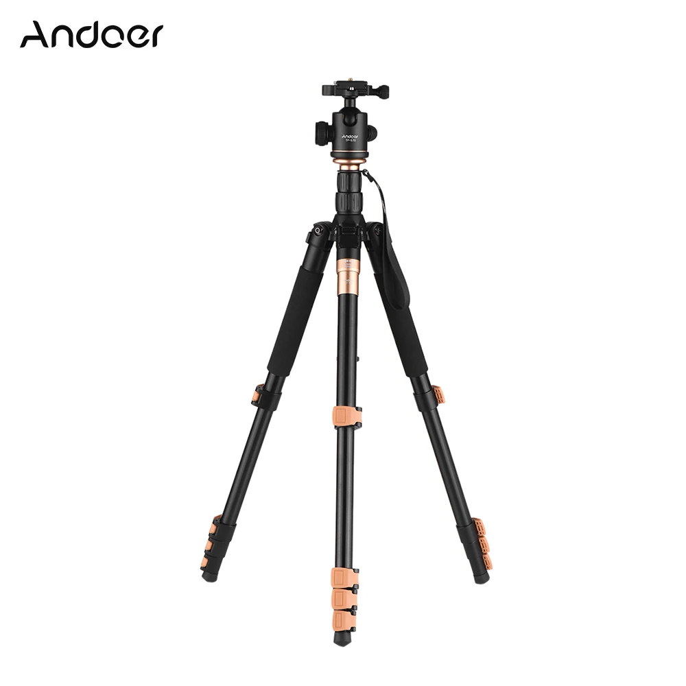 

Andoer TP570 Professional Aluminum Alloy Tripod Monopod with Panoramic Ball Head Portable Travel Folding Tripod for DSLR Camera