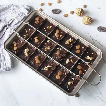 

1PCS Steel Brownie Baking Pan Chocolate Cake Mold Non-Stick Easy Cleaning Kitchen Baking Tool Square Lattice Molds 18 Cavity
