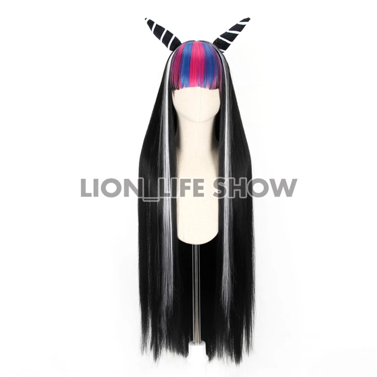 Danganronpa Dangan-Ronpa iuki Mioda роскошный длинный смешанный черный Стильный парик для косплея