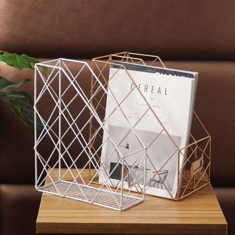 

Modern Desktop Book Storage Rack Iron Bookshelf Organizer Shelf Display Decor LX9A