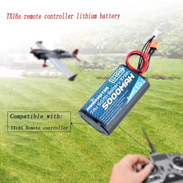 RadioMaster 2S 7.4V 5000mah 37wh Li-Ion Battery TX16S TRemote Control Transmitter JST-XH and XT30 Plug Large Endurance 6