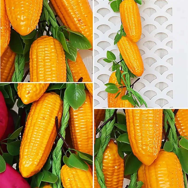 1 String Artificial Vegetable Lifelike Corn Fake Simulated Vegetable Photo Prop Home Hanging Decoration Food Model Food Photography Props Vegetable Ornaments