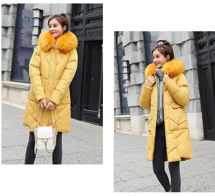 New Long Fashion Women Winter Jacket With Fur Cotton Padded Warm Thicken Ladies Coat Long Coats Parka Womens Jackets