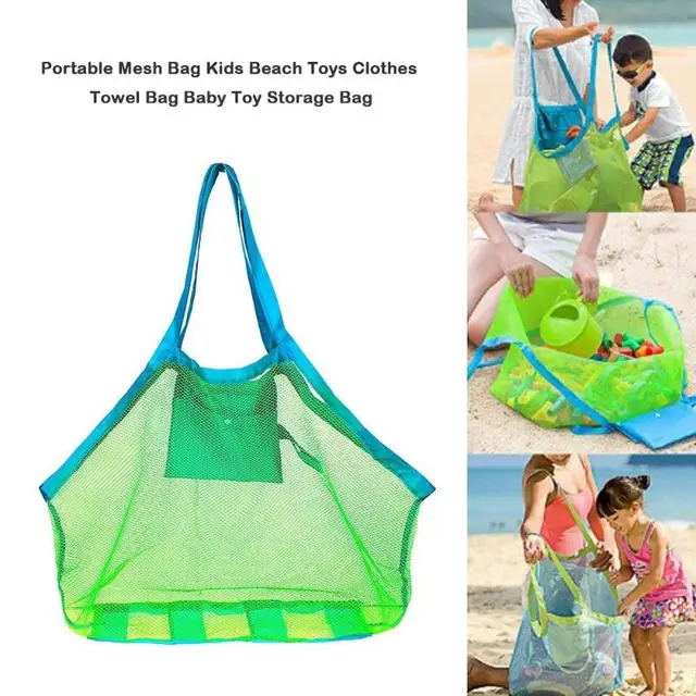 Children Sand Away Protable Mesh Bag Kids Beach Toys Clothes Towel Bag Baby Toy Kids Sea Shell Bags Beach Toy Bag Storage Bags 5