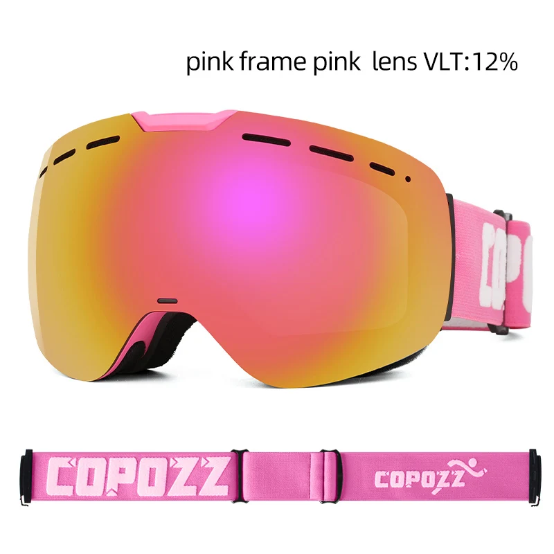 COPOZZ, безрамные лыжные очки с магнитными линзами, скейтборд, лыжи, противотуманные, UV400, очки для сноуборда, мужские, женские, лыжные очки, очки - Цвет: pink