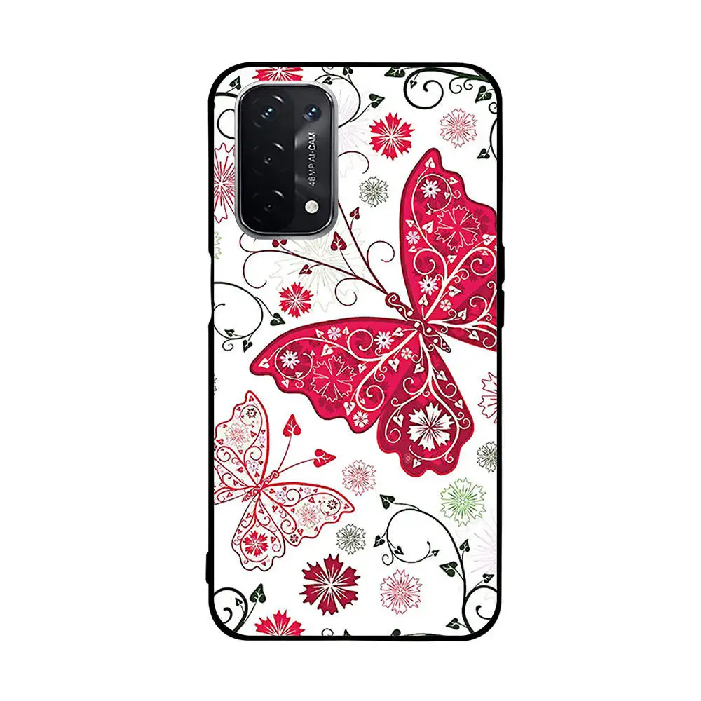 B Cover For Oppo A54 A74 5G Case Flower Animal Cover Silicone Case For A93 A93s 5G Cover Bumper Shockproof Phone Case Coque belt pouch for mobile phone