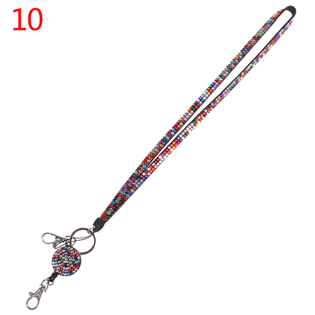 Pc Lanyard Crystal Rhinestone Mobile Phone Neck Strap Key Holder Rhinestone Lanyard Badge Reel