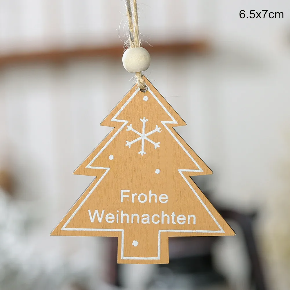 Merry Christmas Elk Деревянные Подвески, украшения орнамент с рождественской елкой DIY деревянные поделки детский подарок украшения для дома Рождественская вечеринка - Цвет: natural christmas tr