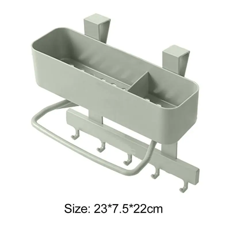 Бежевый Durable Kitchen Towel Cabinet Wall-mounted Drain Storage Rack Easy Installation Shelf with Hooks Kitchen Organizer - Цвет: Бежевый
