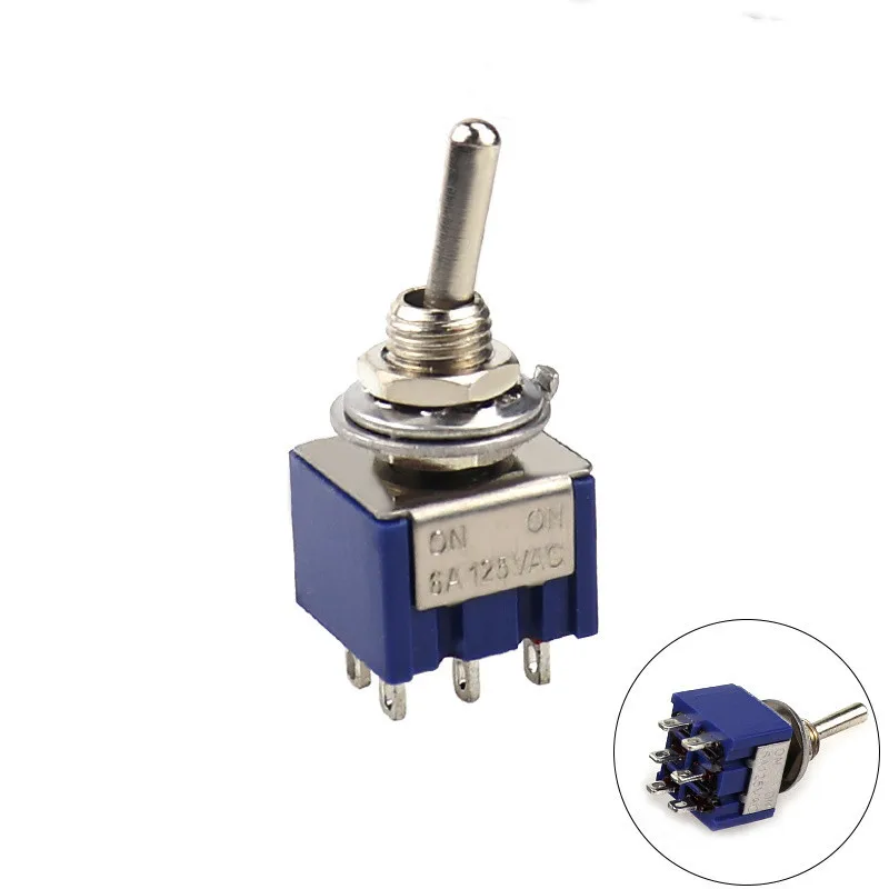 

Deep Blue Mini 6 Pin 2 Position Toggle Switches ON-ON DPDT Mini Toggle Switch 6A/125V 3A/250V AC MTS-202 Navy SL