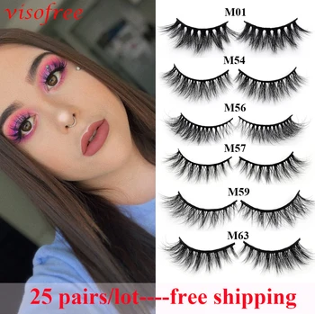 

25Pairs/Lot Visofree Eyelashes Mink 3D Mink Hair False Eyelashes Natural Thick Long Eye Lashes Makeup Beauty Extension Tools