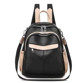 

2020 Fashion Soft Touch Multi-Function Small Backpack Women Faux Leather Zipper Backpack