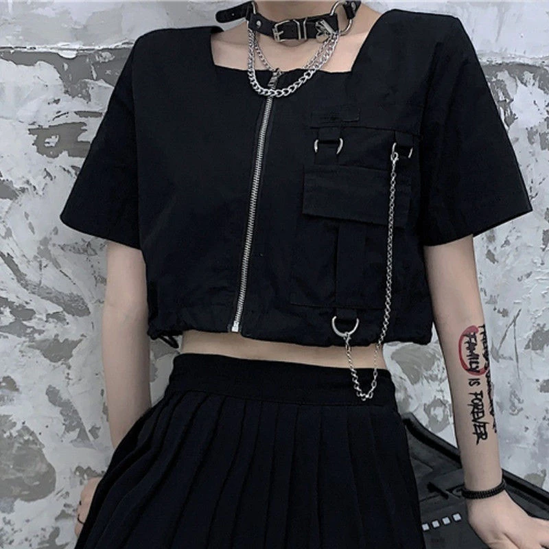woman tshirts summer Gothic dark Short ropa mujer tops y2k aesthetic femme  t shirts vintage mulher camisetas Harajuku clothes|T-Shirts| - AliExpress