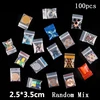 100pcs Random Mix Ziplock Pill Jewelry Packaging Plastic Pouches Mini Cute Zip lock Bags Plastic Packaging Bags Thick 0.24mm 5