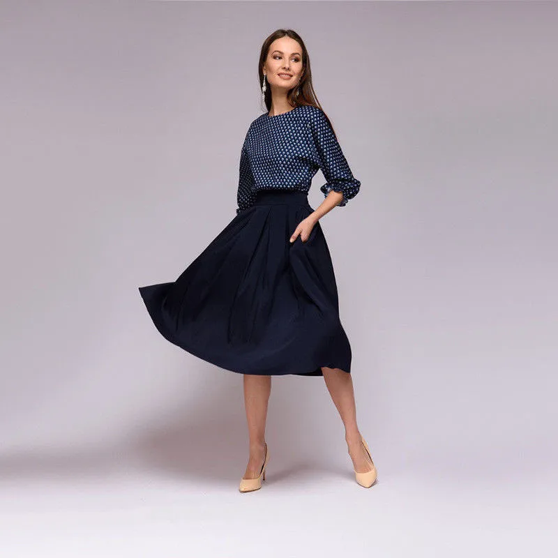 Женское платье с круглым вырезом в горошек повседневные винтажные Вечерние