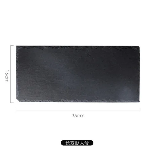 Plate Japanese creative black sushi plate pizza cake baking plate rock plate Western tableware steak plate - Цвет: 2