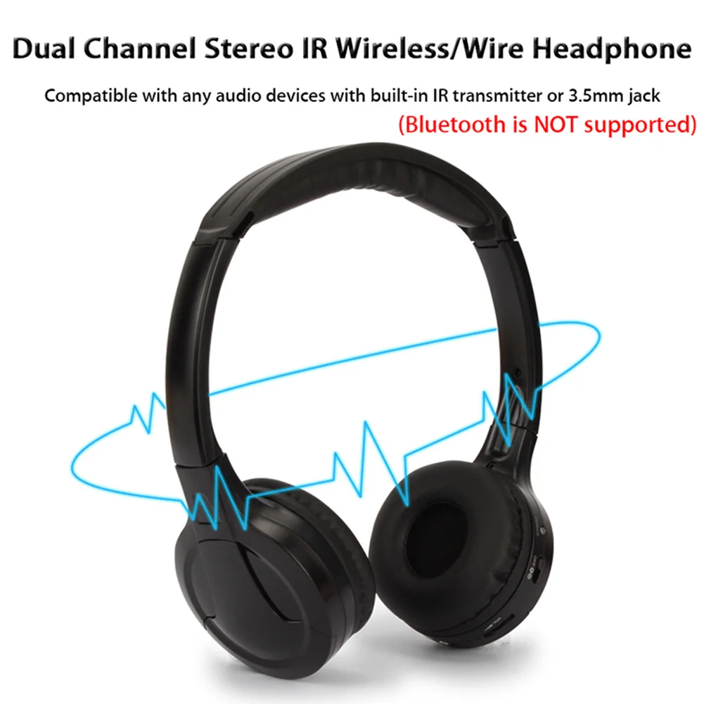 Stereo Wireless Headphone With Microphone Dual Channel Audio Car Infrared Portable Foldable Voice Control Music FM Radio