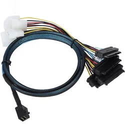 Câble de données pour disque dur Mini Sas SFF 8643 à SFF 8482, grand câble d'alimentation 4P pour serveur 