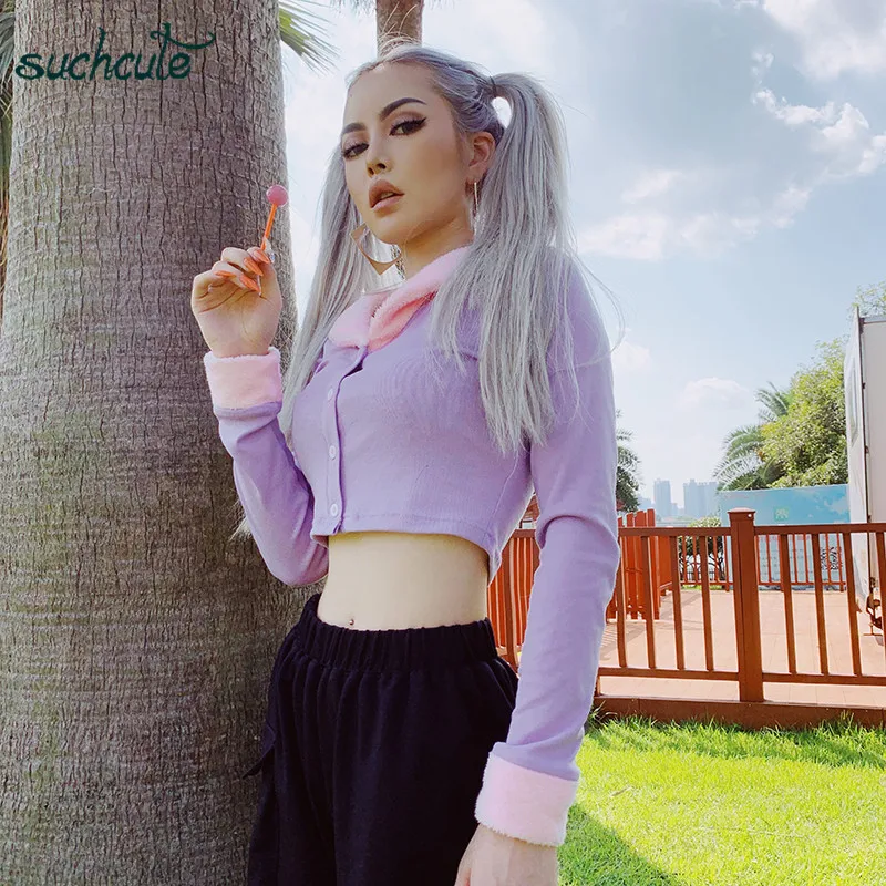 Ideal  SUCHCUTE Longslive Outwear Female Coats Slim Harajuku Korean Style Casual Button Autumn 2019 Mantea