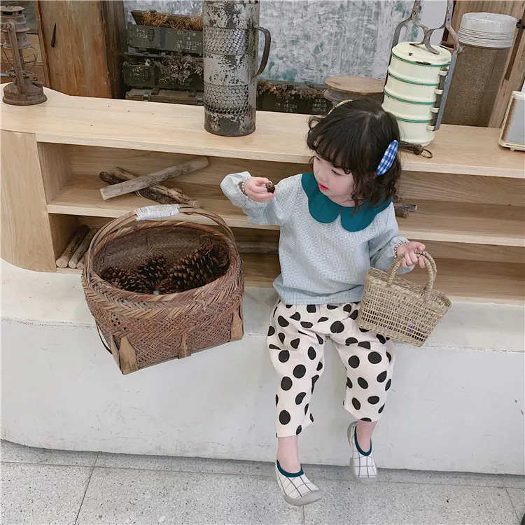 Детские штаны г., весенний стиль, корейский стиль, узор в горошек, детские штаны для мальчиков и девочек модный стиль