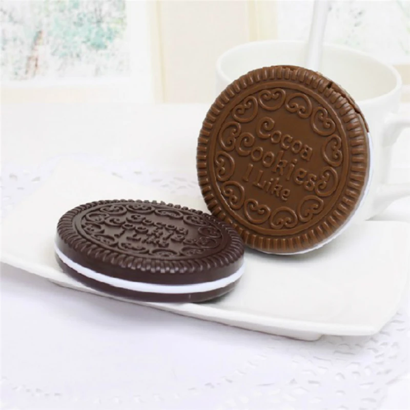Портативное мультяшное шоколадное маленькое зеркало Oreo Супер милое печенье-сэндвич макияж Карманное зеркальце моделирование реалистичное