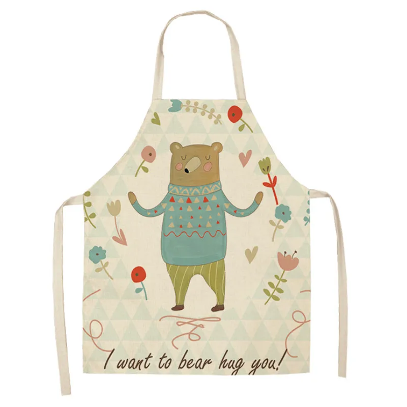 Parent-child Kitchen Apron Happy Easter Rabbit Eggs Print Sleeveless Cotton Linen Aprons for Kids Men Women Home Cleaning Tools