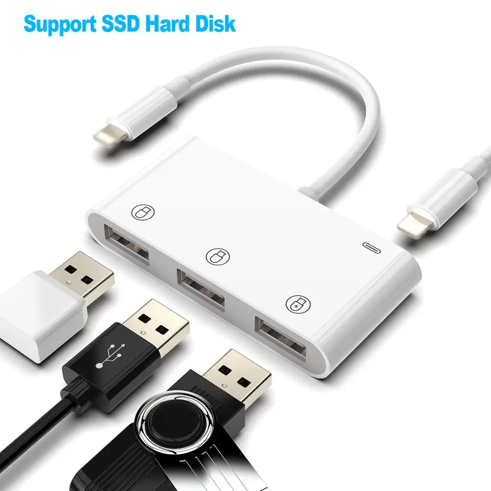 Новый OTG 3 USB адаптер для жесткого диска камеры U флэш-накопитель конвертер lightning
