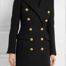 Новое осенне-зимнее женское красивое шерстяное пальто, военный женский двубортный Тренч, приталенные шерстяные пальто