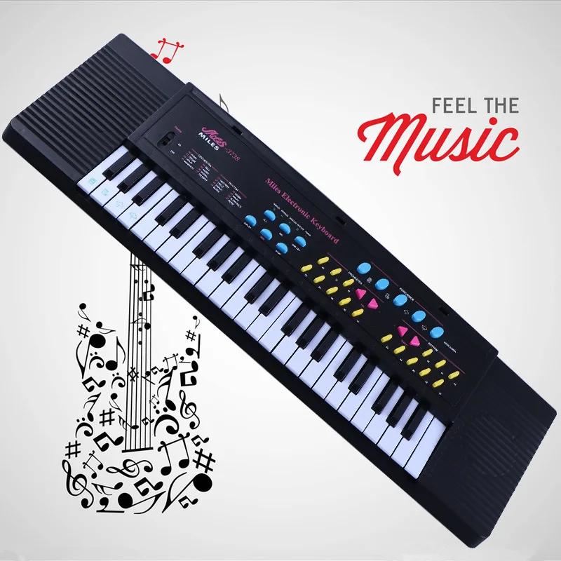 English Multi-functional CHILDREN'S Electronic Keyboard 44 Key Black And White with Pattern Kindergarten Only Toy Electric Piano