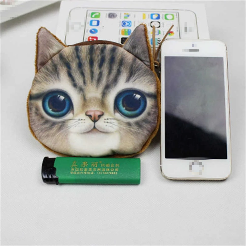 1 шт. 3D кошелек в виде животного сумка на молнии мини-сумочки для монет кошка встряхнуть кошелек с собакой держатель Органайзер сумки для денег Чехлы