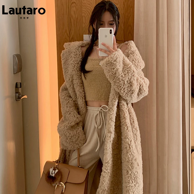 Lautaro zimowy długi, w stylu Oversized Shaggy Fuzzy ciepły gruby puszysty płaszcz ze sztucznego futra kobiet skrzydła klapa stylowa luksusowa koreańska moda 2021 1 Lautaro zimowy długi, w stylu Oversized Shaggy Fuzzy ciepły gruby puszysty płaszcz ze sztucznego futra kobiet skrzydła klapa stylowa luksusowa koreańska moda 2021 1