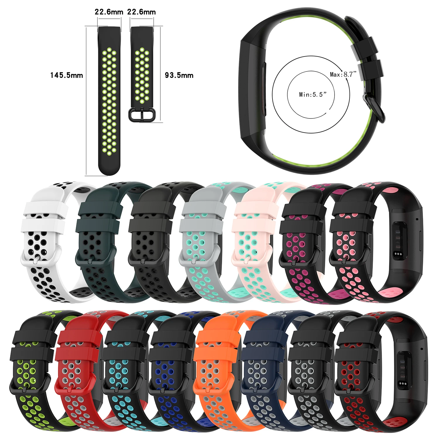 Ремешок силиконовый для Fitbit Charge 4 SE сменный двухцветный металлический браслет