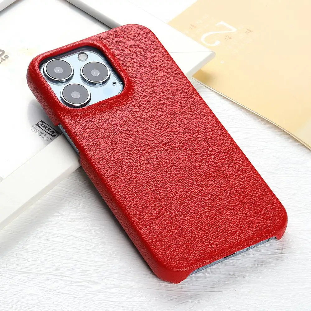thumbnail image 1 of Funda de piel con grano de lichi para iPhone 16, 14, 15, 13, 11, 12 Pro Max, 13 Mini, XR, X, XS Max, 14 Plus, carcasa trasera, 1 of 5