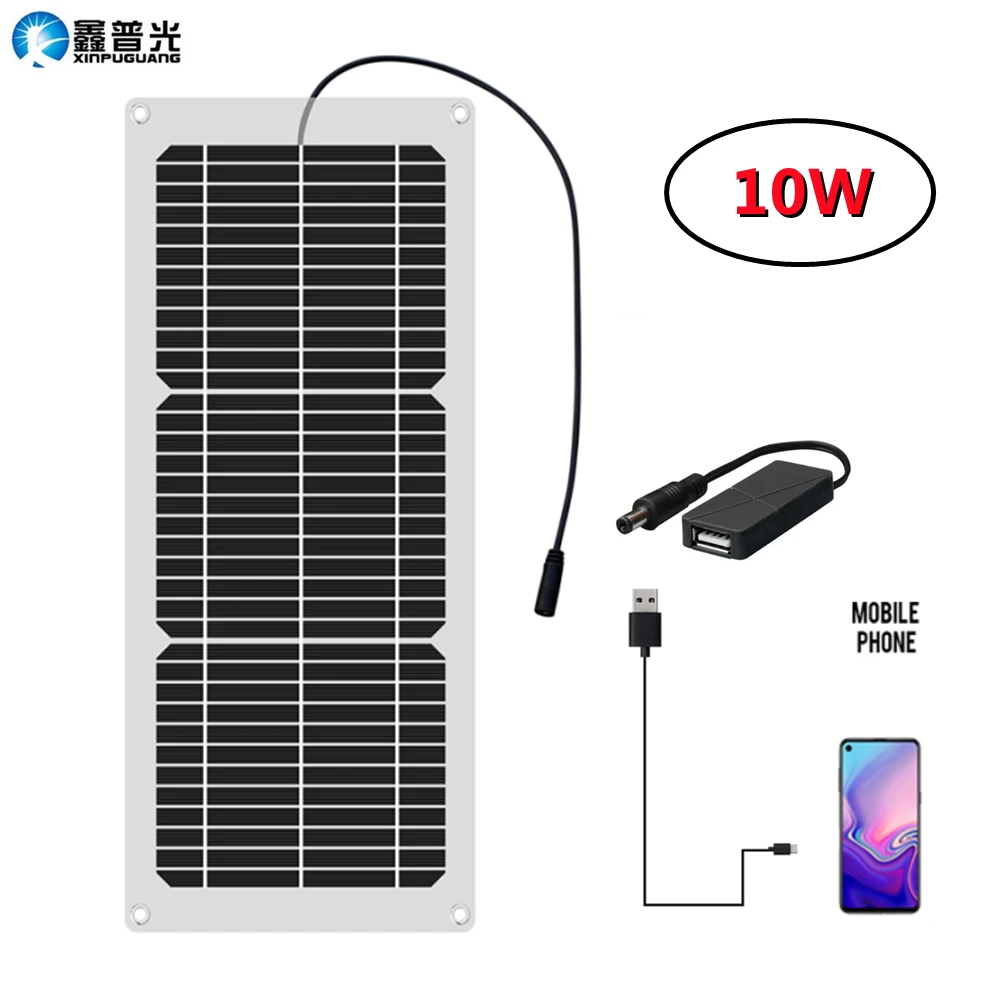 Portable Solar Panel Kit 20W 10W 18V Flexible Panels Charger Outdoor Travel Camping Mobile Phone Charging Board |