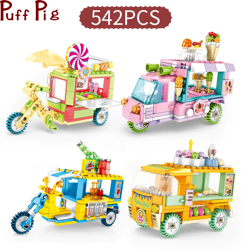 

542PCS Candy Ice cream Shop legoingly Architecture Creator Building Blocks bricks set Educational Children Toys for kids gift