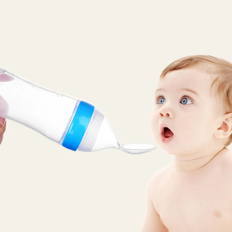 

Baby Squeezing Feeding Spoon Silicone Training Scoop Rice Cereal Food Supplement Feeder Safe Tableware Medicine Extrusion Tools